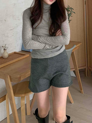 Soft High-Waisted Knit Shorts