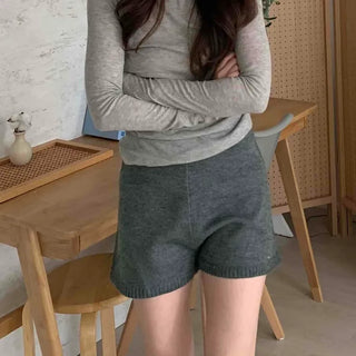 Soft High-Waisted Knit Shorts