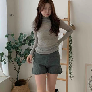 Soft High-Waisted Knit Shorts
