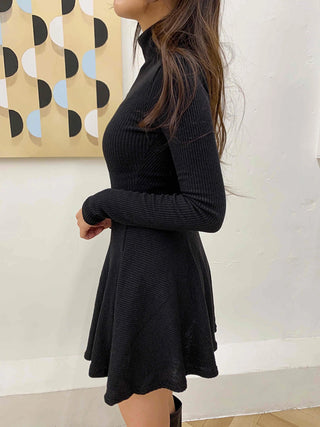 Velvet Flare Turtleneck A-Line Dress