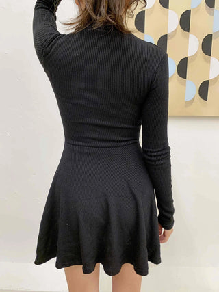 Velvet Flare Turtleneck A-Line Dress