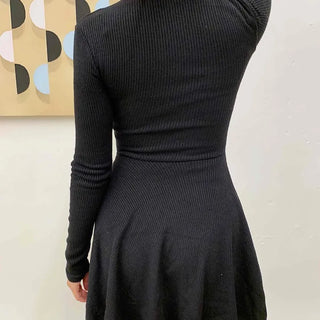 Velvet Flare Turtleneck A-Line Dress