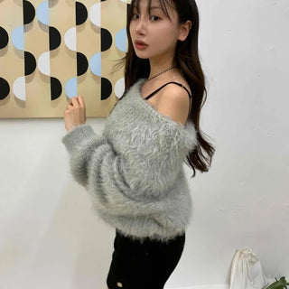 Cozy Fluffy Sheepskin Texture Fur Cardigan