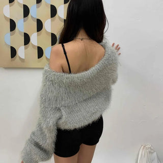 Cozy Fluffy Sheepskin Texture Fur Cardigan