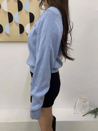 Soft Angora Puff Loose Fit Round Neck Knit