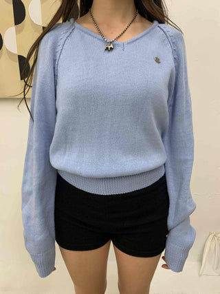 Soft Angora Puff Loose Fit Round Neck Knit