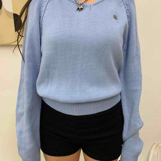 Soft Angora Puff Loose Fit Round Neck Knit