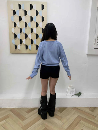 Soft Angora Puff Loose Fit Round Neck Knit