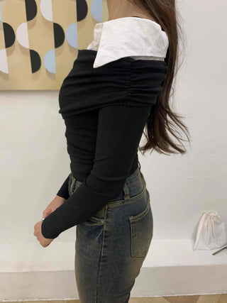 Strap-detail Off-shoulder Slim-fit Crop T-shirt