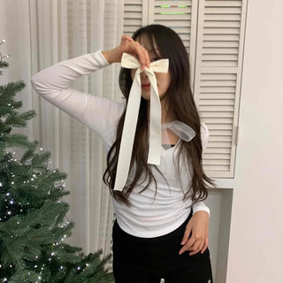 Slim Fit Round Neck T-shirt with Back Ribbon Tie Point