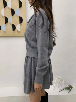 Campus Mood Pleated Cardigan Two-piece