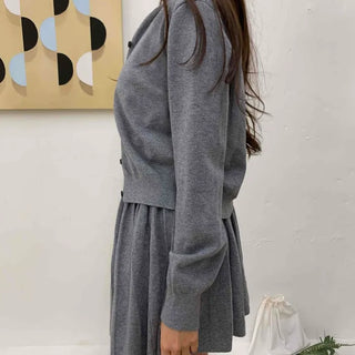 Campus Mood Pleated Cardigan Two-piece