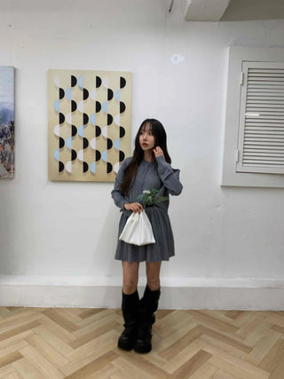 Campus Mood Pleated Cardigan Two-piece