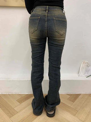 Vintage washed bootcut long denim pants