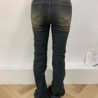 Vintage washed bootcut long denim pants