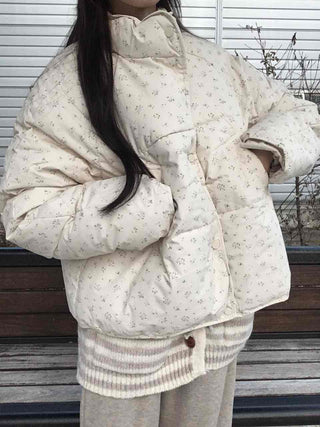 Soft Balloon Quilted High-Neck Long Padded Jacket
