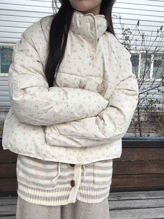 Soft Balloon Quilted High-Neck Long Padded Jacket