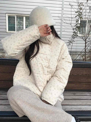 Soft Balloon Quilted High-Neck Long Padded Jacket