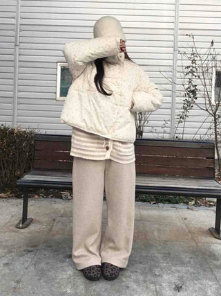 Soft Balloon Quilted High-Neck Long Padded Jacket