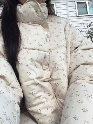 Soft Balloon Quilted High-Neck Long Padded Jacket