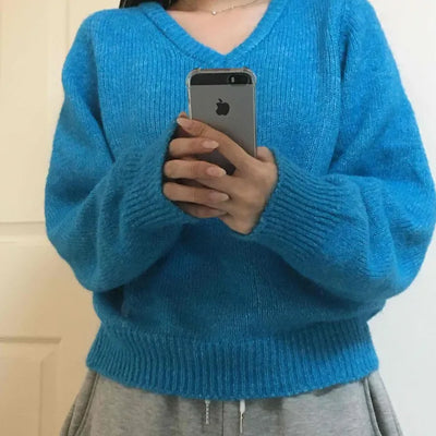 Ribbed Contrast Boat Neck Puff Knit