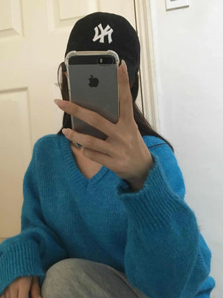 Ribbed Contrast Boat Neck Puff Knit