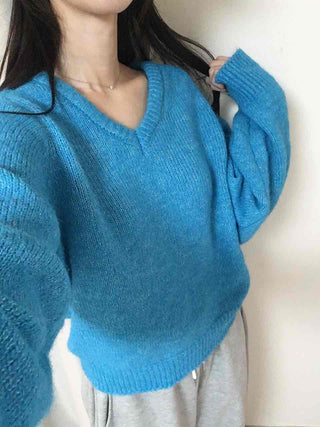 Ribbed Contrast Boat Neck Puff Knit