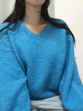 Ribbed Contrast Boat Neck Puff Knit