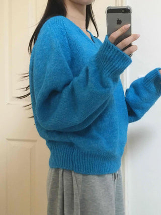 Ribbed Contrast Boat Neck Puff Knit