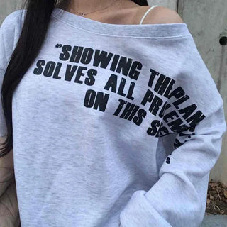 Street Lettering Washed Oversized Shoulder Cutout Sweatshirt