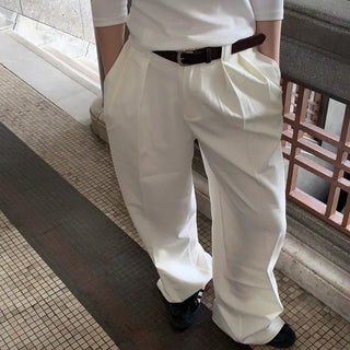 Jian Daily Two-Pin Tuck Wide Slacks