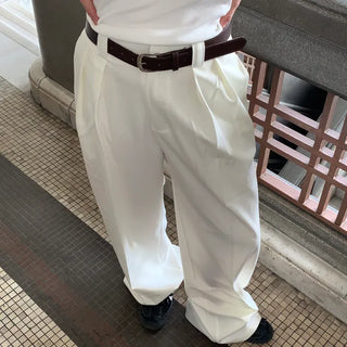 Jian Daily Two-Pin Tuck Wide Slacks