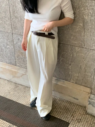 Jian Daily Two-Pin Tuck Wide Slacks