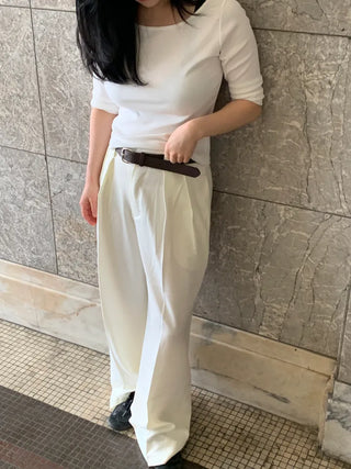 Jian Daily Two-Pin Tuck Wide Slacks