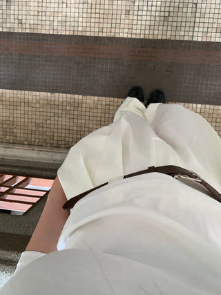 Jian Daily Two-Pin Tuck Wide Slacks