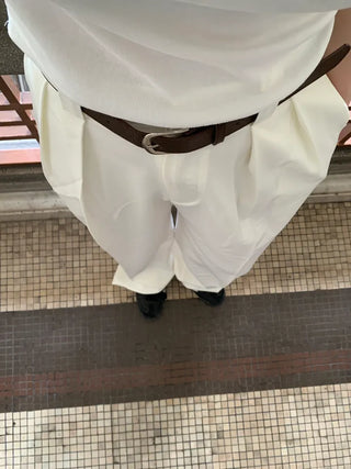Jian Daily Two-Pin Tuck Wide Slacks