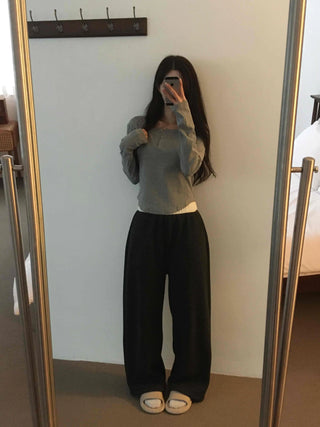 Soft Cotton Button Collar Slim Fit Long Sleeve T-shirt