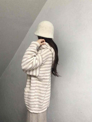 Relax Island Striped Hooded Oversized Cardigan