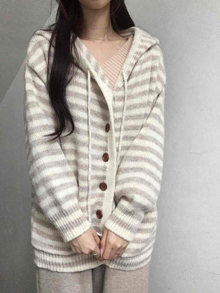 Relax Island Striped Hooded Oversized Cardigan