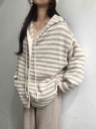 Relax Island Striped Hooded Oversized Cardigan