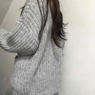 Waffle Texture Loose Fit High-Neck Button Cardigan