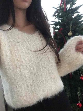 Fluffy Poodle V-neck Knit