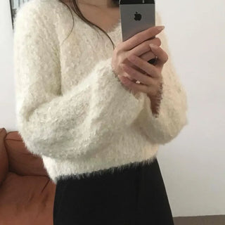 Fluffy Poodle V-neck Knit