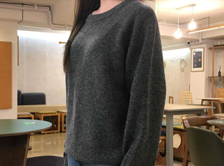 Ray Natural Mock Neck Slit Side Loose Fit Knit