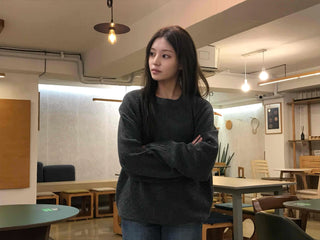 Ray Natural Mock Neck Slit Side Loose Fit Knit