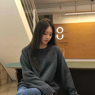 Ray Natural Mock Neck Slit Side Loose Fit Knit
