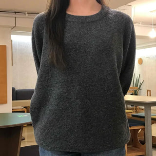 Ray Natural Mock Neck Slit Side Loose Fit Knit