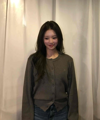 Chic Pocket Detail Polo Neck Cropped Knit Cardigan
