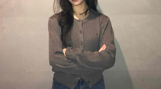 Chic Pocket Detail Polo Neck Cropped Knit Cardigan