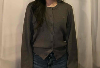 Chic Pocket Detail Polo Neck Cropped Knit Cardigan
